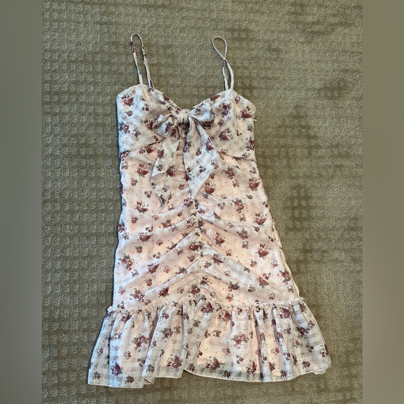 Floral Print Casual Dress with Bow - Picture 1 of 2